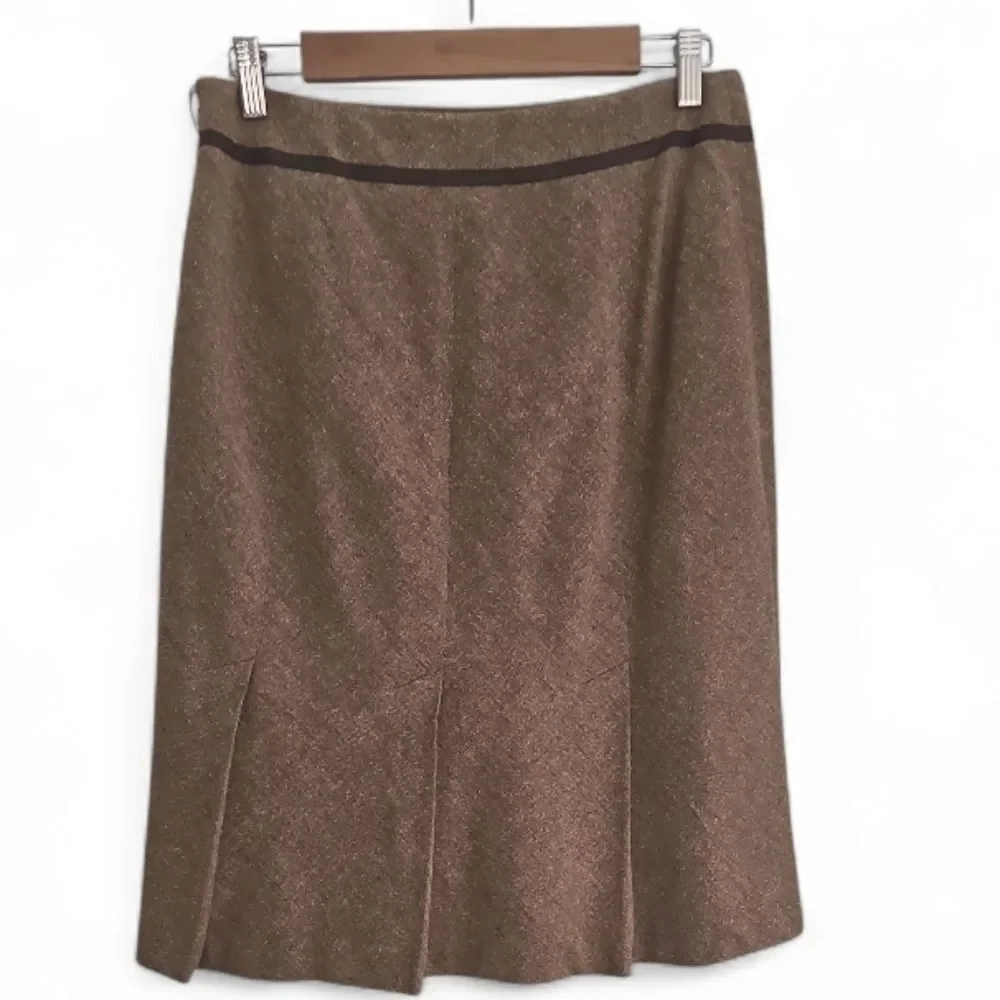 Ann Taylor Wool Silk Tweed A-Line Skirt Sz 6 Brown Timeless Winter Work Classic - Picture 2 of 12